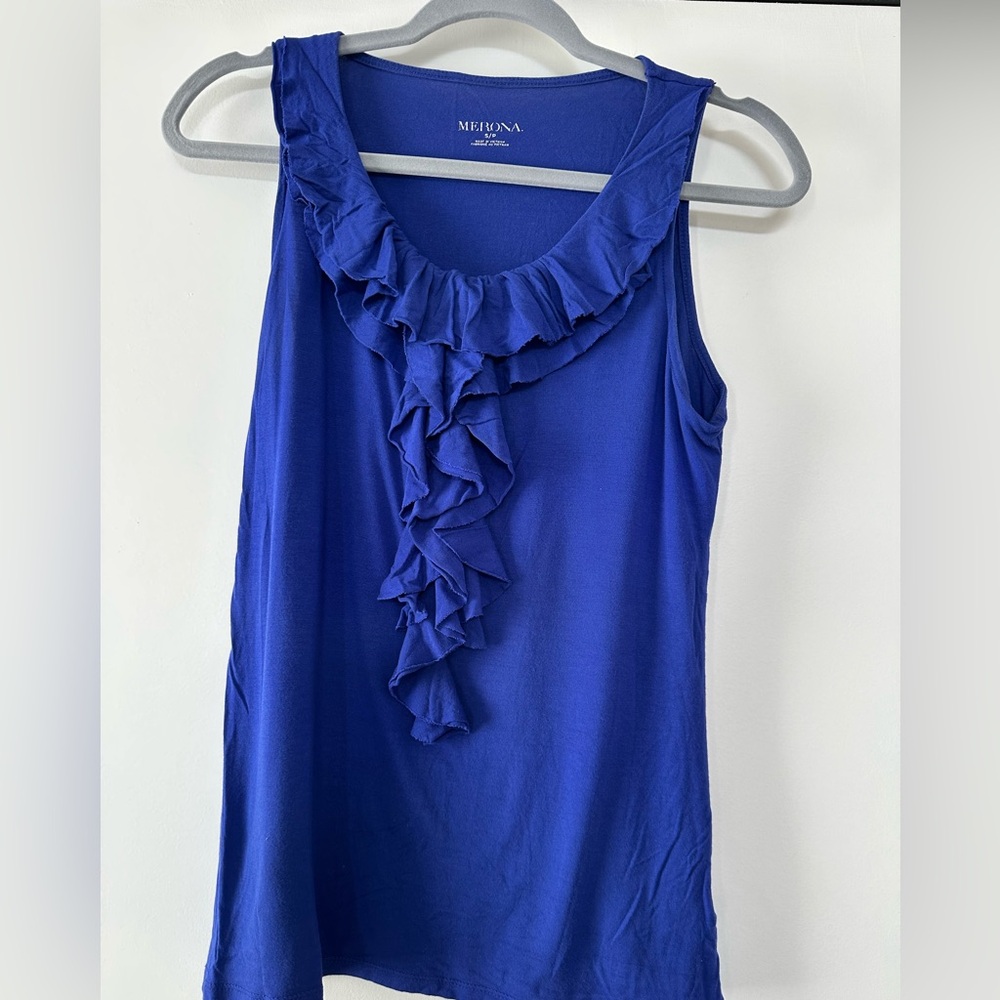 Merona Royal Blue Ruffle Front Sleeveless Camisole